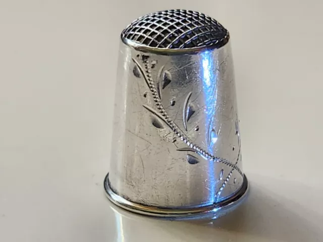 Antique Sterling Silver w/Steel top Thimble Made in Sweden No holes EC