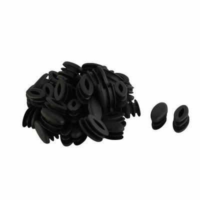 Sourcingmap® Pieds Table en Plastique Conception Ovale Tube à Embout Tuyau Noir 15 x 30 mm 20 pièces