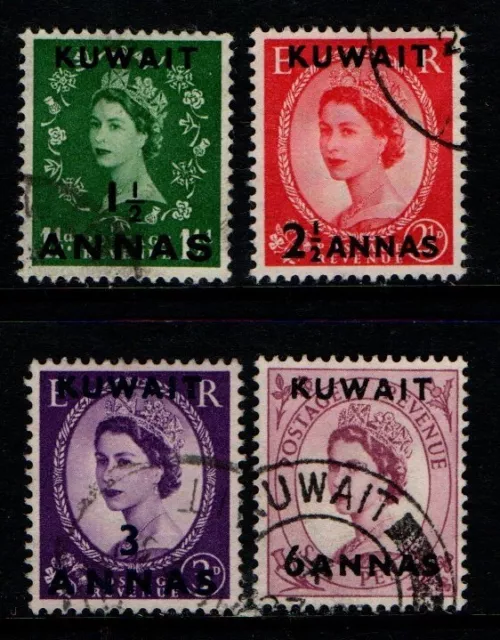 Kuwait 1952 1954 Queen Elizabeth II selection to 6 annas SG95, 97-98, 100 Used