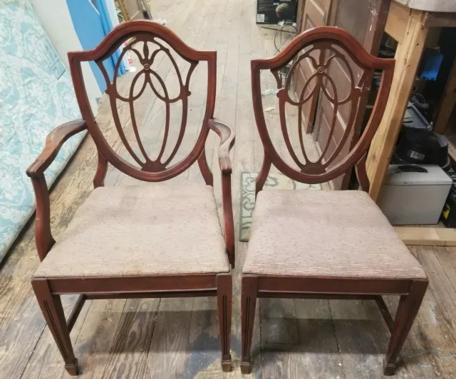Pair Antique CHERRY WOOD Chairs with Cushions GREAT CONDITION