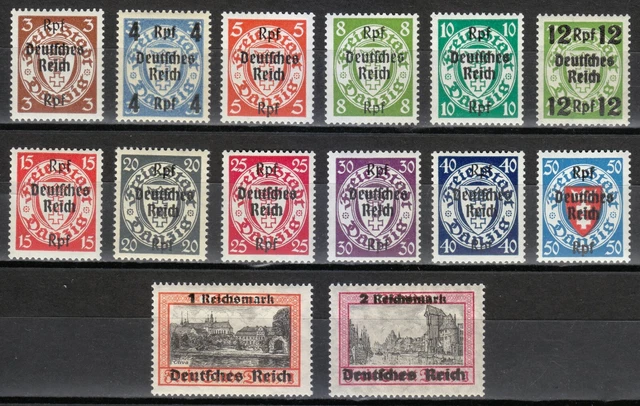 Germany Danzig 1939 MNH Mi 716-729 Sc 241-254 Surcharged in Black set ** LUXE **