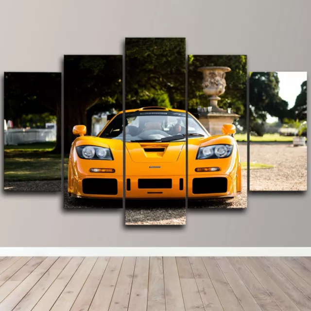 McLaren Racing Yellow Super Car 5 Piece Canvas Wall Art Print Home Decor