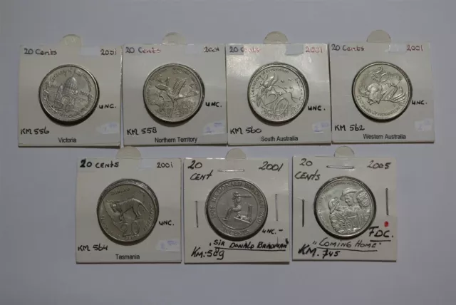 Australia - 20 Cents - 7 Commemorative Coins B49 #1573