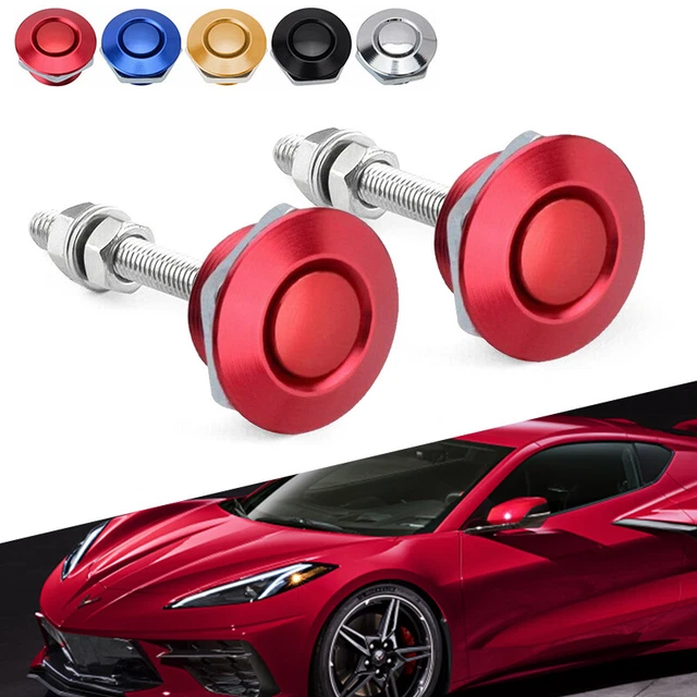 2 X Push Button Quick Release Hood Bonnet Pins Lock Clip Car Bumper Latch Kits