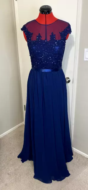 Eureka Los Angeles Navy Royal Blue Formal Dress Size Large Bridal Bridesmaid NWT