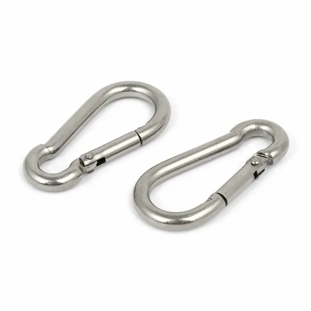 M5 x 50mm 304 Stainless Steel Spring Snap Link Hook 2PCS