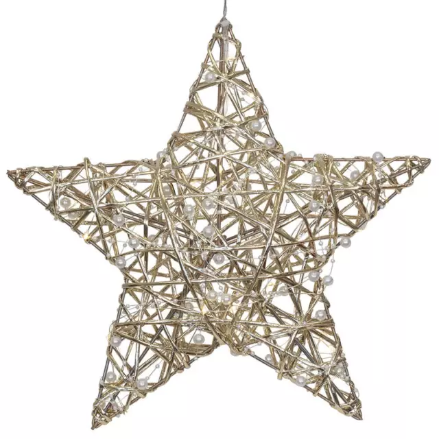 LED Stern Weihnachtsstern Weihnachtsleuchter 20 warmweiße LEDs gold