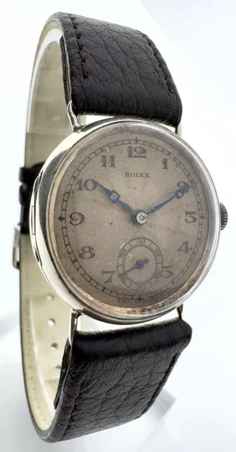 Rolex Solid Silver ‘Officers’ Trench Watch 96 Years Old - 30mm, Beautiful Patina 3