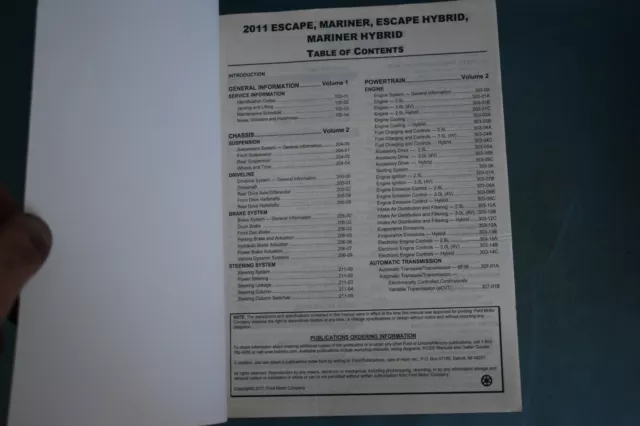 2011 Ford Escape Mercury Mariner Hybrid Workshop Service Shop Repair Manual 3