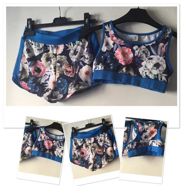 TU Girls Active Floral Shorts 10 Yr & Matching Crop Top 9 Years Summer