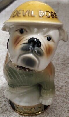 Vtg  Jim Beam USMC Devil Dogs Bulldog Mascot Decanter 1979 Regal China USA
