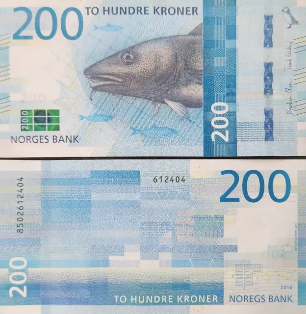 Norway - Norwegian 200 Kroner Banknote 2016 Series VIII - A/UNC Quality