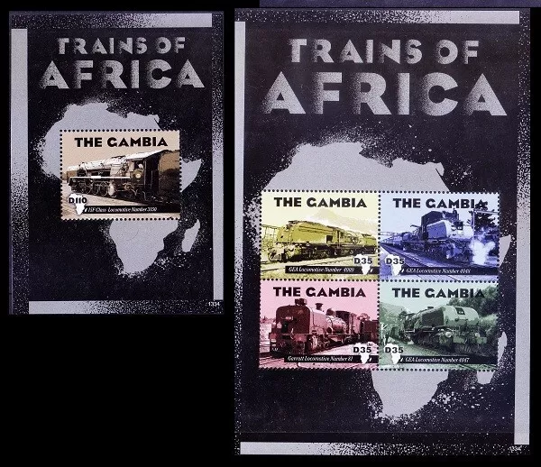 Gambia 2013 MNH 2 SS, Trains of Africa, Railways, Locomotives