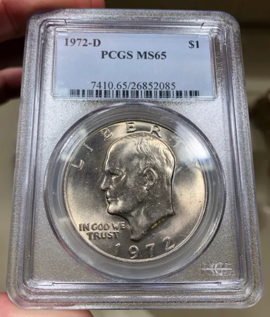 1972-D Ike Dollar graded MS65 by PCGS Eisenhower Nice Gem Flashy Coin