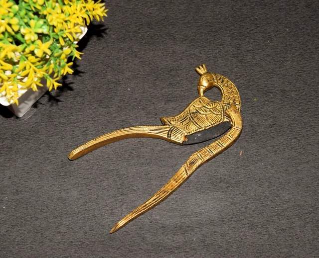 Brass Supari Nut Cracker Holder With Iron Edge Ethnic Peacock Betel Sarota EK346