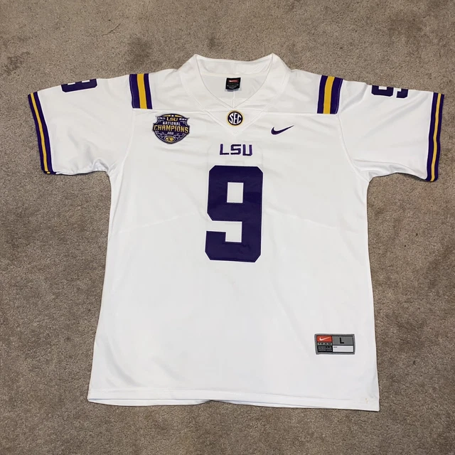 Joe Burrow LSU Tigers Stitched College Jersey 2019 Championship Patch Size L /XL