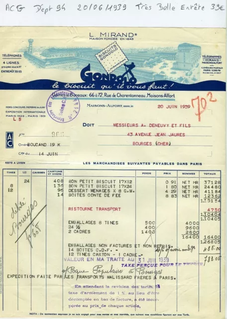 Dept 94 Maisons Alfort 72 Rue Charentonneau - very beautiful header biscuitery 1939