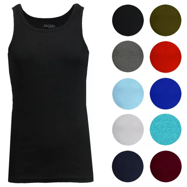 5-Pack Mens Fitted Tank Tops Ribbed Shirts Muscle Tees Gym Beach Undershirts NEW