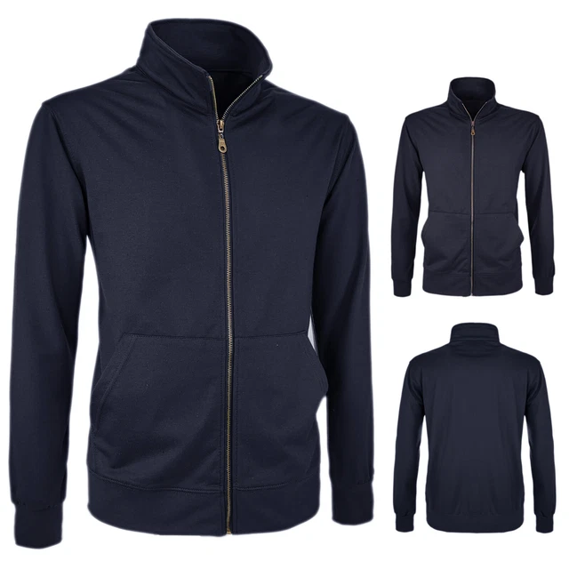 Felpa Uomo Cotone Leggero Con Zip Senza Cappuccio Maglione Basic Cardigan VEQUE 3