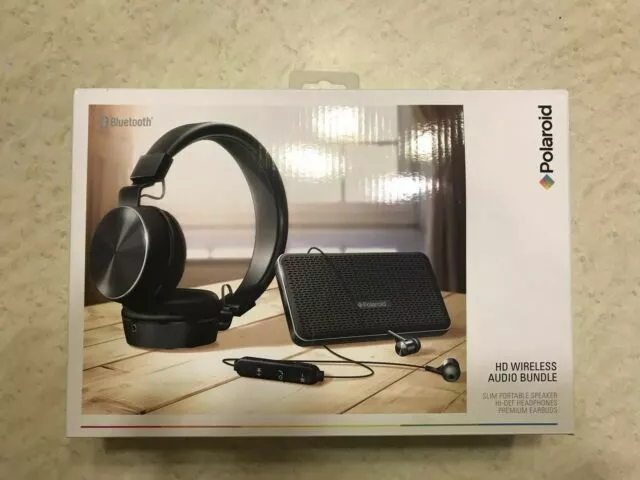 Polaroid HD Wireless Audio Kit - Bluetooth Headphones, Earbuds & Speaker - Black