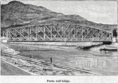 TRENTO Ponte sull'Adige Passepartout 1893 