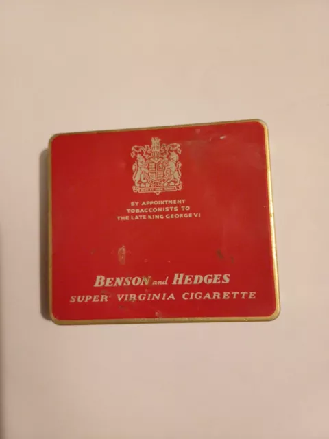 Vintage Benson and Hedges Super Virginia Cigarette Tin Rare Late King George VI