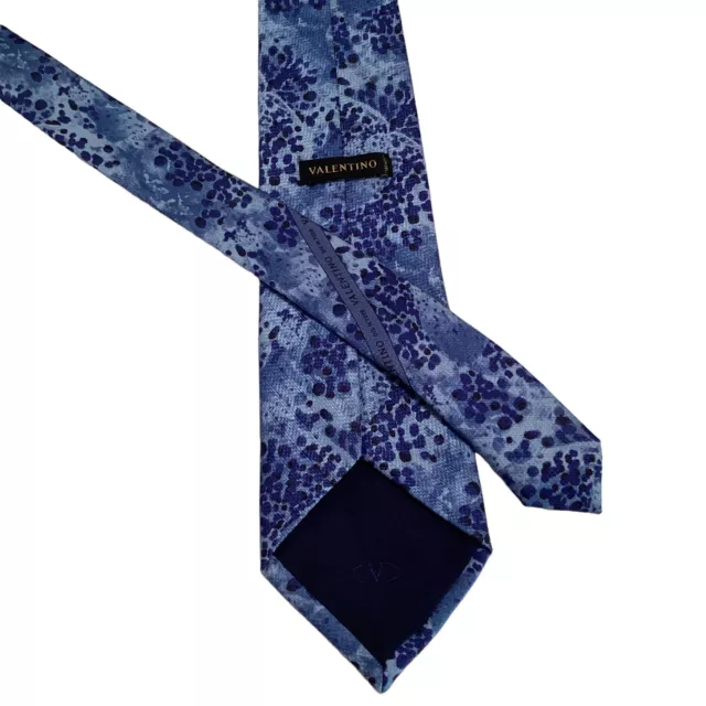 VALENTINO MENS 100% Silk Classic Necktie ITALY Designer Geometric Blue ...