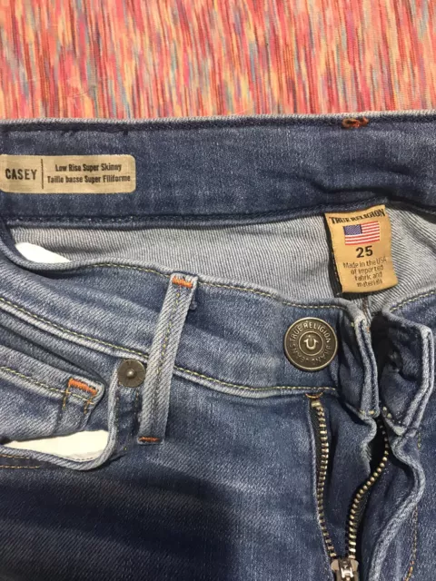 True Religion Jean Low Rise Super Skinny Casey Size 25