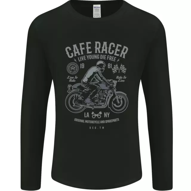 T-shirt a maniche lunghe da uomo Cafe Racer Live Young Biker