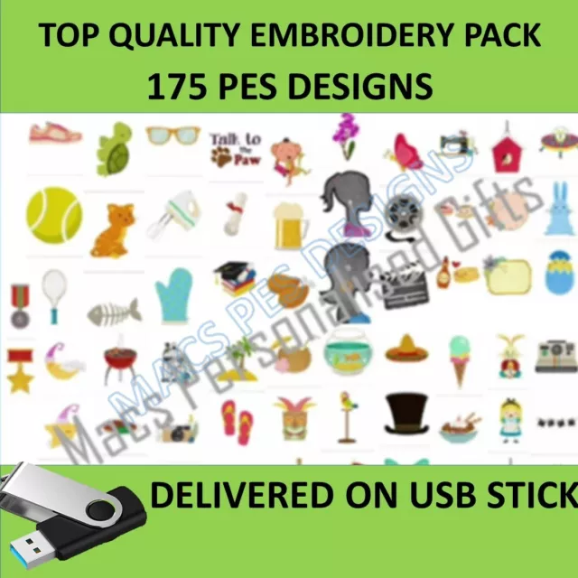 a huge 175 PES designs on USB brother Machine Embroidery files pack embroidered