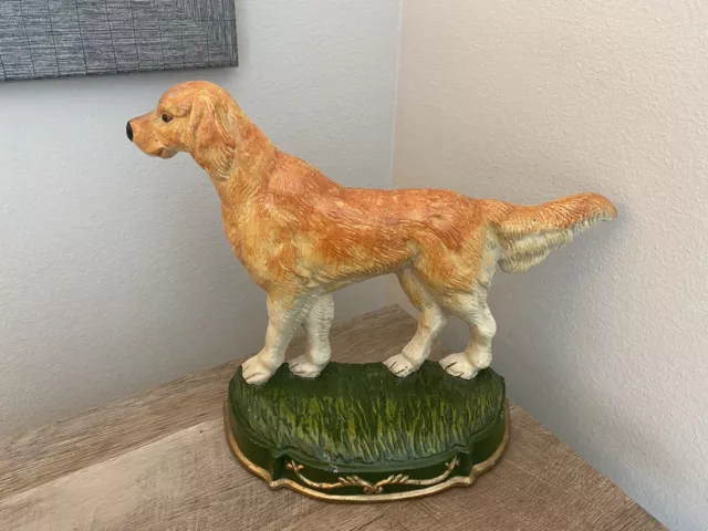 Upper Deck Golden Retriever Cast Iron Vintage Door Stop Stay Dogs