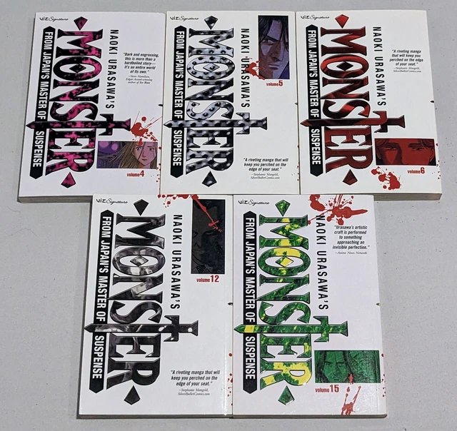 Monster Vol 4-6 12 15 by Naoki Urasawa English Manga Set Viz Signature Monster Vol 4-6 12 15 by Naoki Urasawa English Manga Set Viz Signature