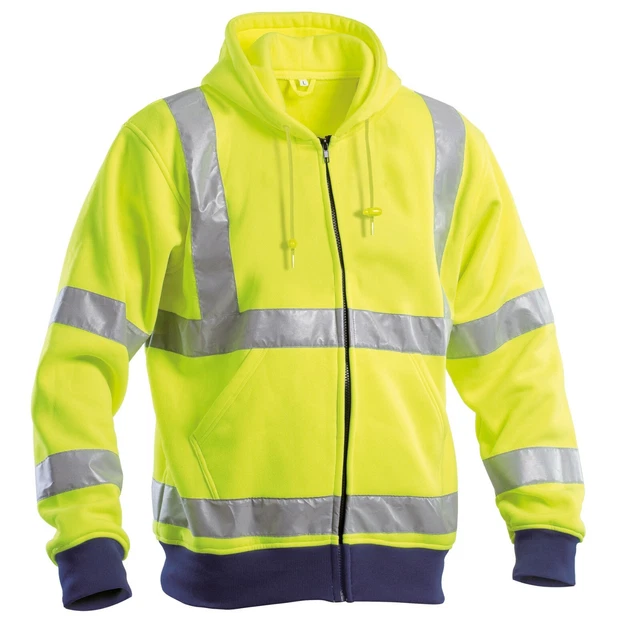 Felpa uomo zip maglia maglione da lavoro cappuccio alta visibilità fluorescente