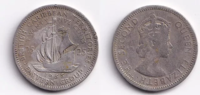 25 Cents 1955 BRITISH CARIBBEAN TERRITORIES - EASTERN GROUP - Elisabeth II