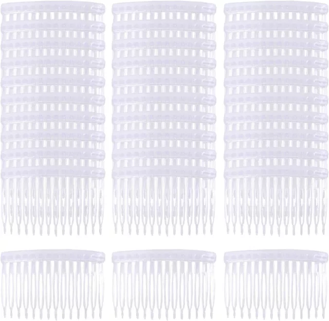 30 Pack Clear White Plastic Hair Side Combs Slide Bun Holder with 14 Teeth DIY