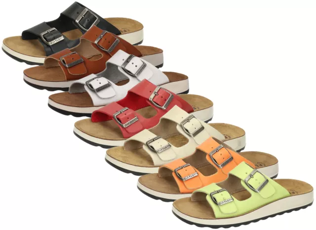 Fly Flot Femmes Cuir Mules Boucles Semelle Compensée