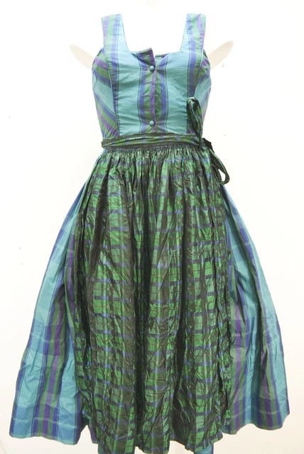 Dirndl dolce blu sensazionale con carrello e cucitura viennese con grembiule taglia 32