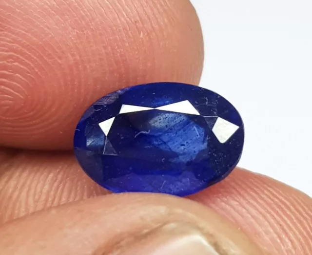 Saphir bleu naturel de pierre de naissance de 3,41 carats, pierre taillée...