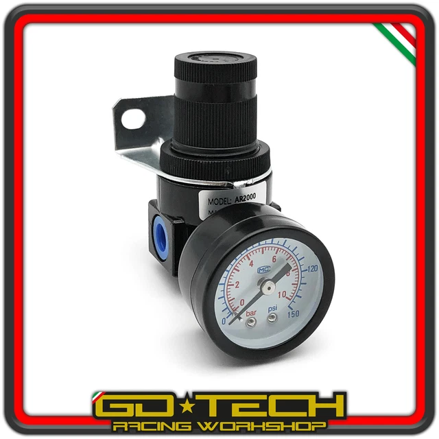 Kit Regolatore Staffa ALL Tool Depot Regolatore Di Pressione Per Compressore Aria 3/8" Industriale Con Manometro E Staffa Di Montaggio Pressostato Regolabile