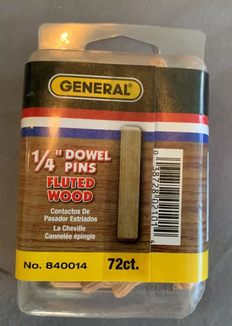 1/4" FLUTED DOWEL PINS 72/PCS, Part No. 8414, by GENERAL TOOLS MFG. CO., LLC