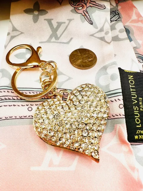 Rhinestone Puffy Heart Diamond Purse Key Chain Pendant Charm Bag Ornament Bling