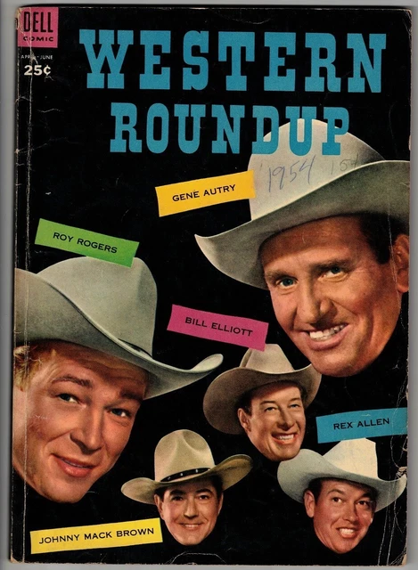 WESTERN ROUNDUP # 6 (DELL) ROY ROGERS - GENE AUTRY - WILD BILL ELLIOTT - 100 pgs