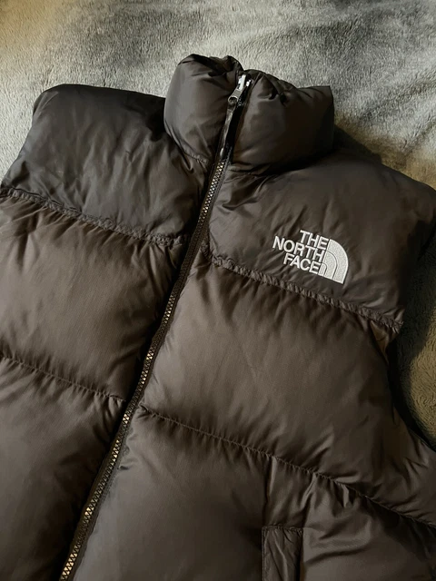 Mens North Face Brown Large Puffer Gilet Bodywarmer Coat 700