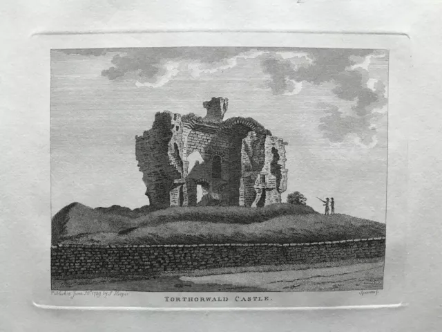 1789 Antique Print: Torthorwald Castle Dumfries and Galloway, Scotland by Grose