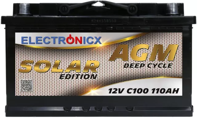 Solarbatterie 12V 110AH Electronicx Solar Edition AGM Batterie Solar Akku Versor