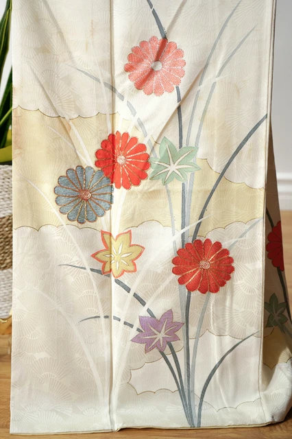 Dear Vanilla Japanese Silk Kimono Women's Robe Gown Authentic Japan Vintage Mint 9