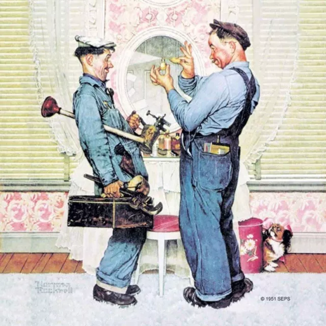 Norman Rockwell Famous Artwork High Quality Micro Fiber Cleaning Cloth Plumbers