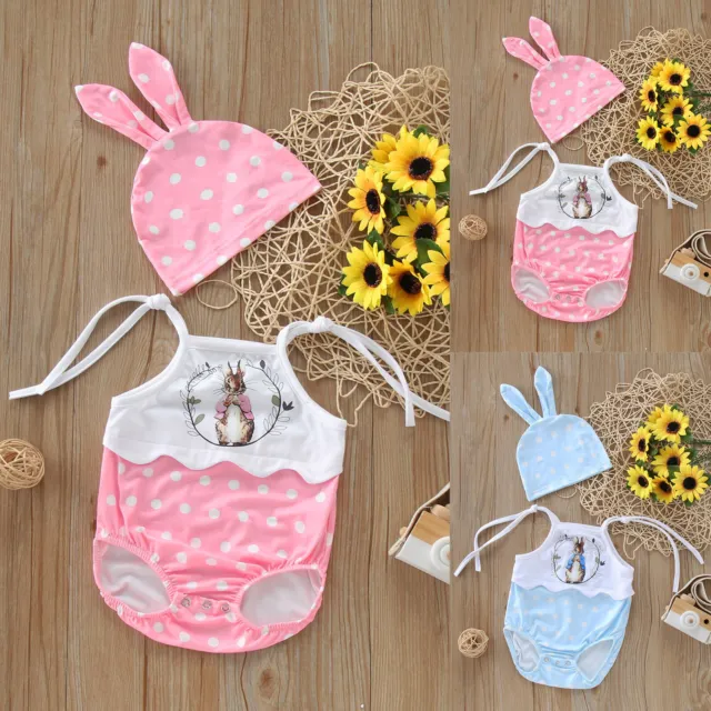 Baby Girls Boys Easter Outfits Sleeveless Rabbit Romper Bodysuit Jumpsuit With