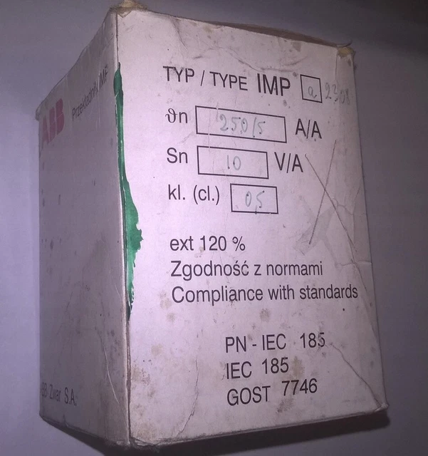 ABB IMPa current transformer 250/5A 250A 5A 10VA /#8 M1Q 3013