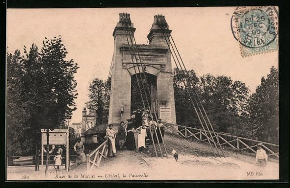 CPA Creteil, la Passerelle, Rives de la Marne 1905